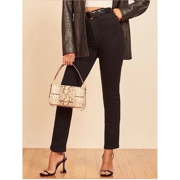 Reformation Denim - Reformation Liza Ultra High Rise Straight Leg Jeans Black Size 27